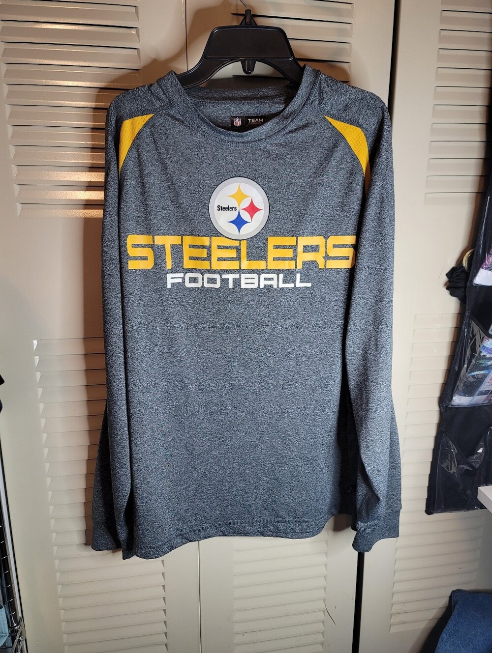 Reverse Pittsburgh Steelers Long-Sleeve Tee - Gray & Yellow Size Medium